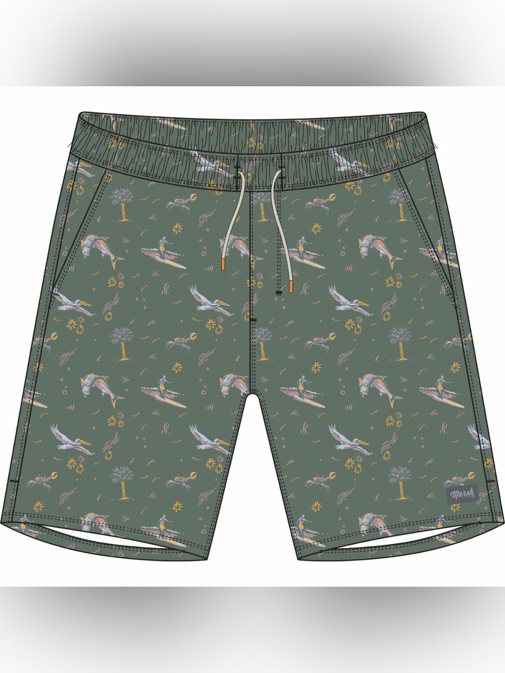 MARSH WEAR Men’s Fulton Hogwood Volley Shorts - Medium